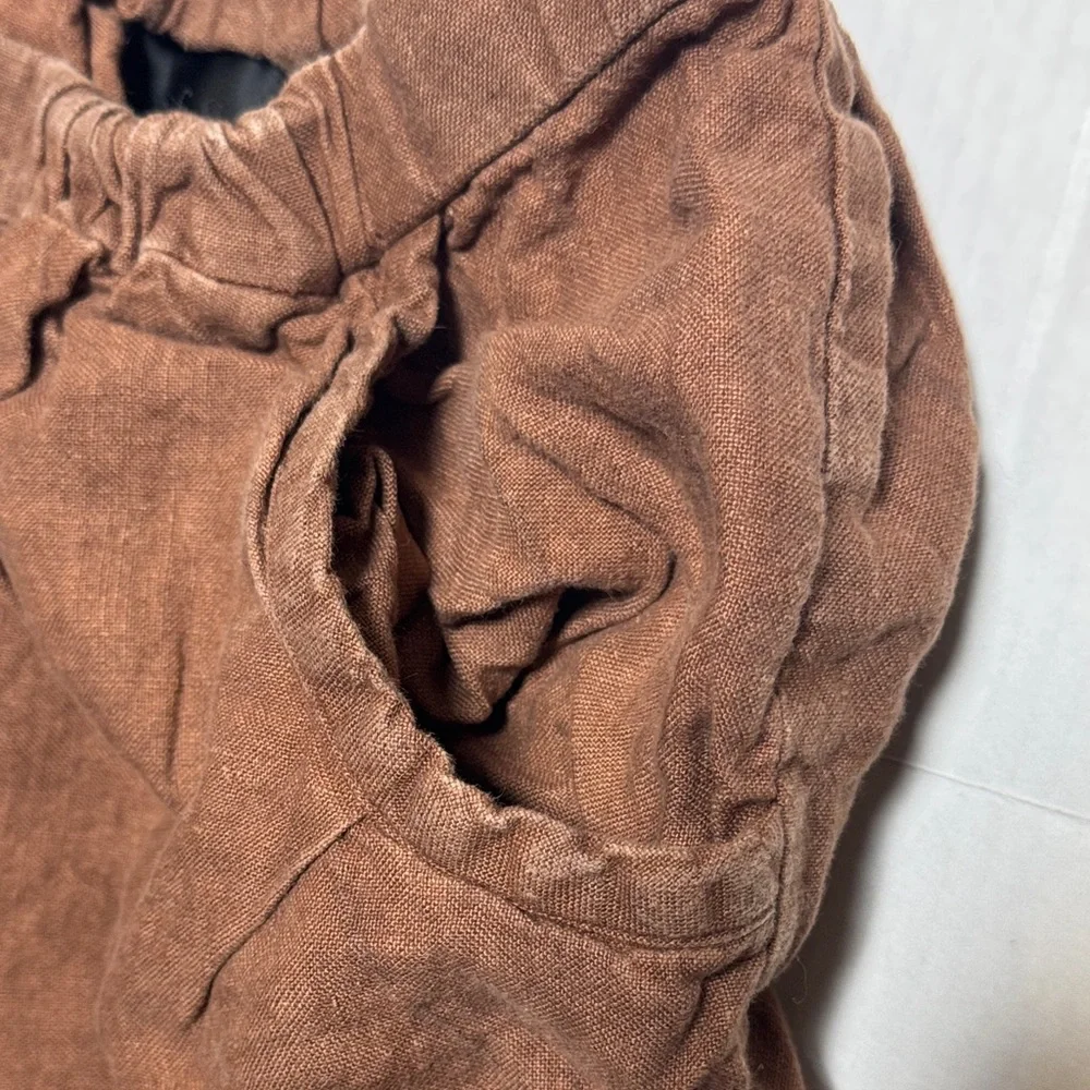No. 6 Store 100% Linen Rust Brown Loungewear Jogger Pants Oversized Comfy Size 2 - Picture 9 of 10